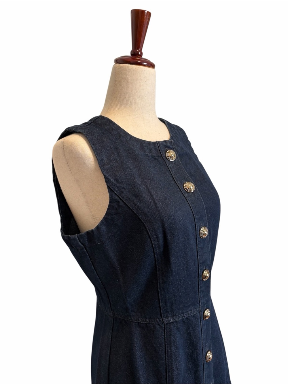 Studio Denim Maxi Dress Sleeveless Button Down in Dark Denim Sm Med Lg - Boutiqu - Picture 5 of 10